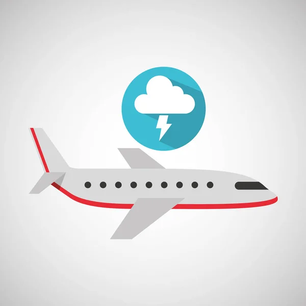 Viajes en avión. tiempo pronosticar el rayo nube icono — Vector de stock