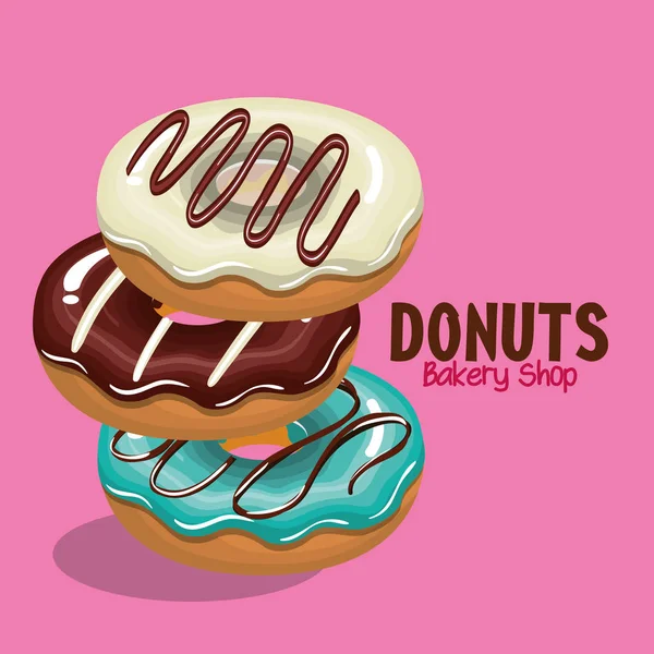 Leckere Donuts Bäckerei Shop — Stockvektor