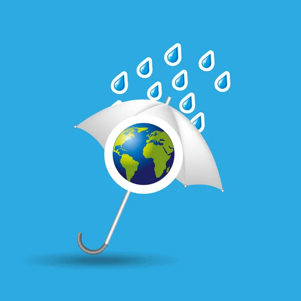 Globo meteorología de la tierra con paraguas de lluvia — Vector de stock