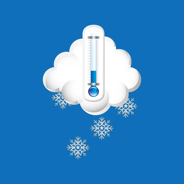 Termómetro azul. icono nieve tiempo diseño — Archivo Imágenes Vectoriales
