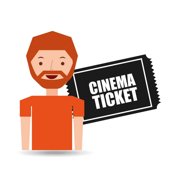 Cartoon man icon ticket cinema graphic — Stock Vector