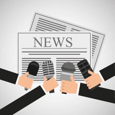 news hands reporter microphone and tape recorder clipart