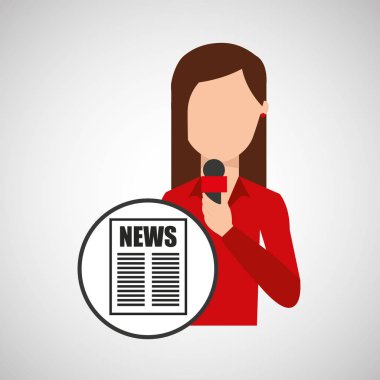 karakter kadın muhabir haber başlık mikrofon grafiği