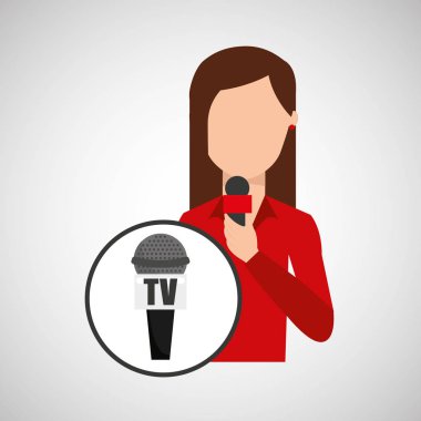 karakter kadın muhabir haber mikrofon tv grafik