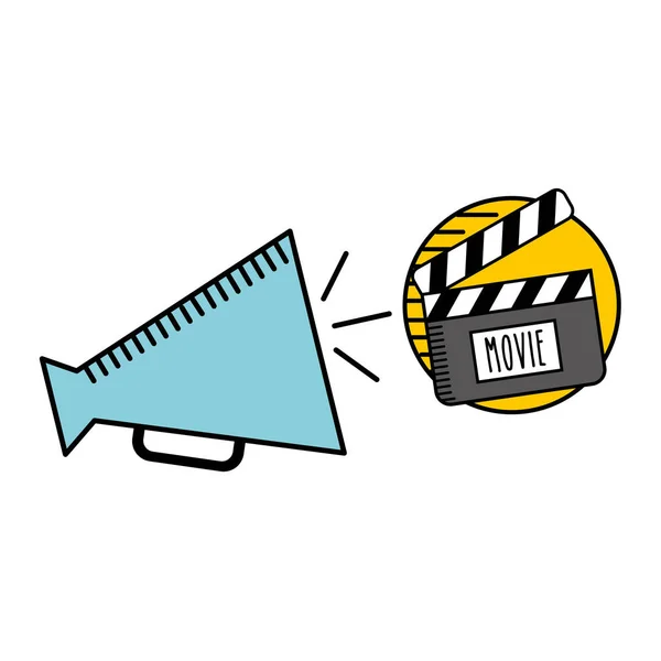 Cartoon megaphone cinema movie icon — Stock Vector