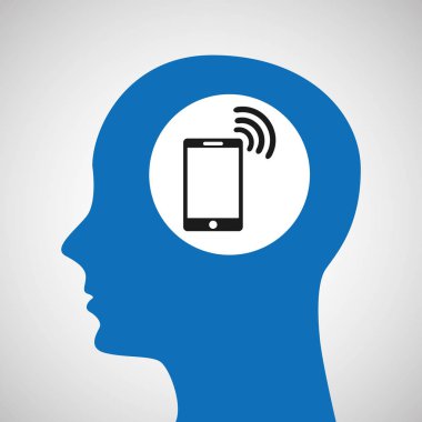 siluet baş smartphone kablosuz wifi simgesi