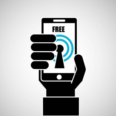 akıllı telefon internet wifi ücretsiz simge tutan el