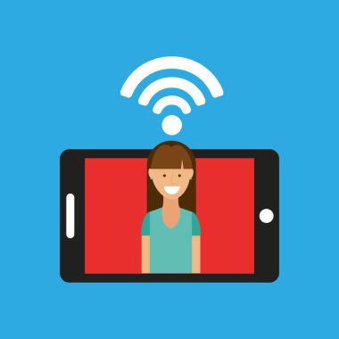 kadın smartphone internet wifi ücretsiz simge