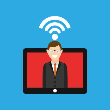 adam tablet ücretsiz Wi-Fi simgesi tasarım