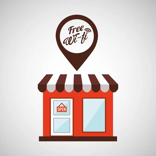 Tienda comercial wifi gratuito — Vector de stock