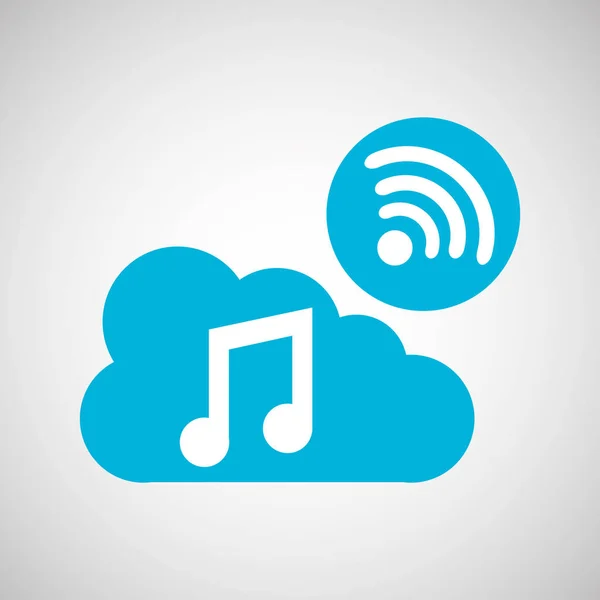 Conexión de música en la nube internet concepto gráfico — Vector de stock