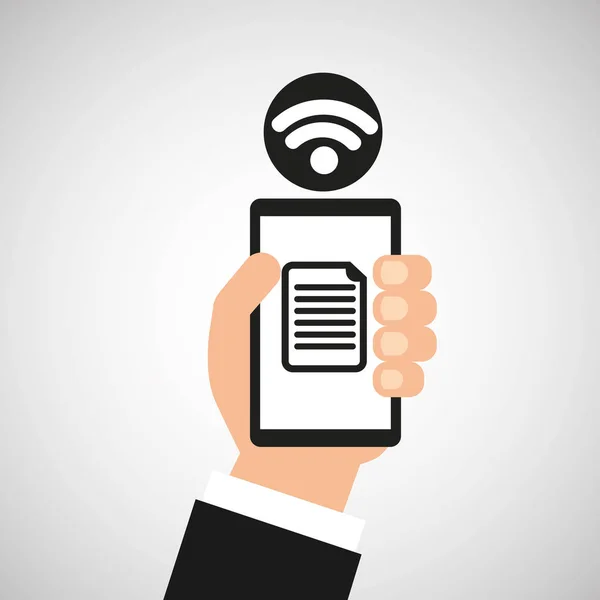 Smartphone archivo internet wifi icono — Vector de stock