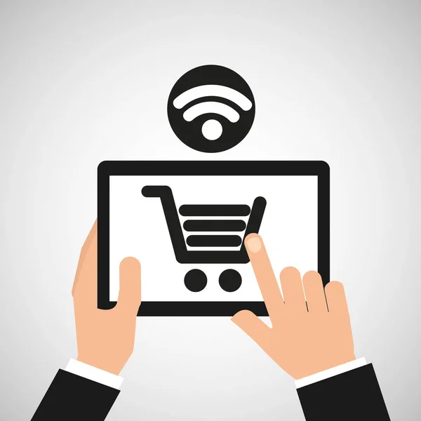 E-commerce icône wifi en ligne — Image vectorielle