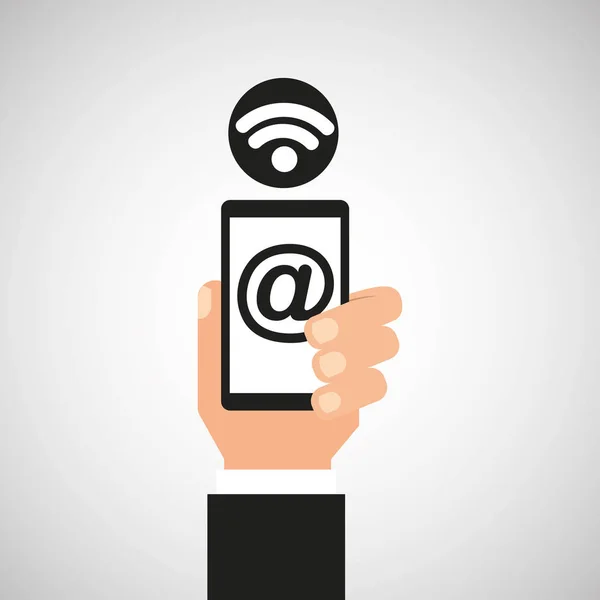 Smartphone mail wifi icône — Image vectorielle