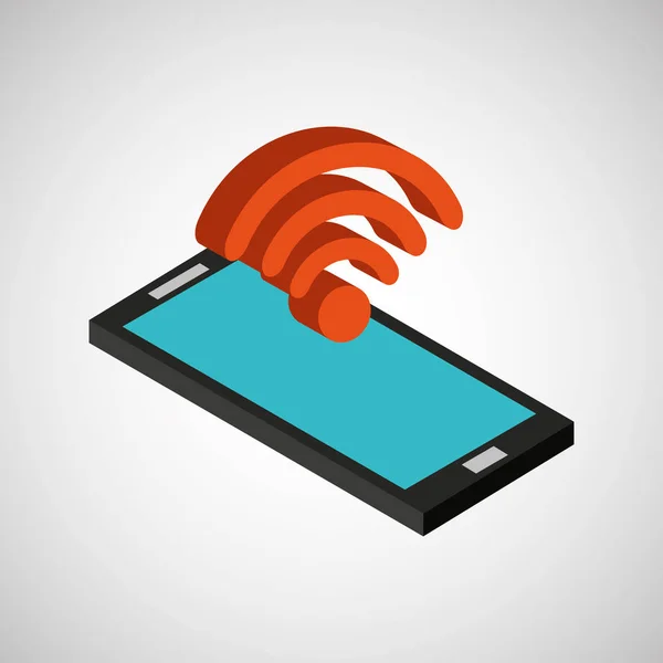 Smartphone μπλε οθόνη wifi — Διανυσματικό Αρχείο