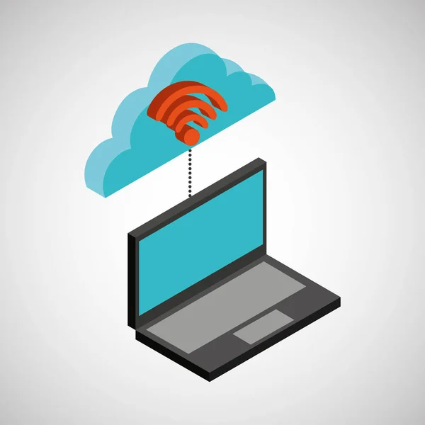 Tecnología de nube portátil wifi — Vector de stock