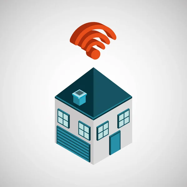 Conexão wifi casa ícone —  Vetores de Stock