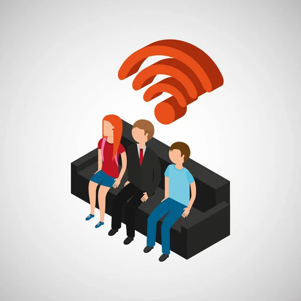家族の家の wifi 接続テレビ — ストックベクタ