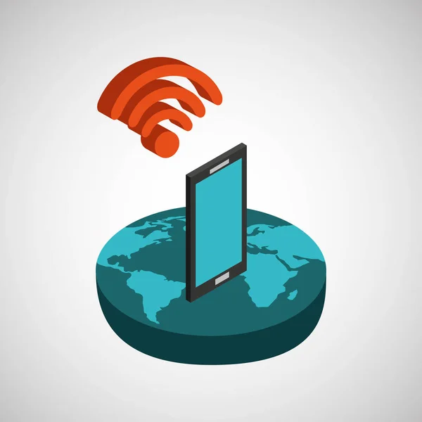 Connexion globale wifi smartphone numérique — Image vectorielle