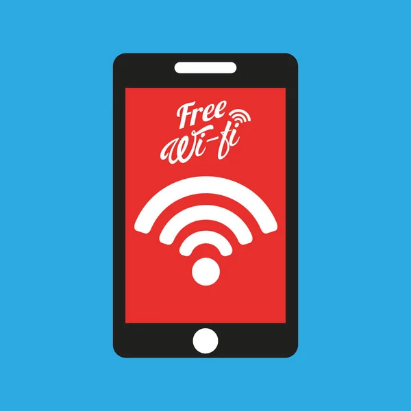 Smartphone internet free wifi icon — Stock Vector