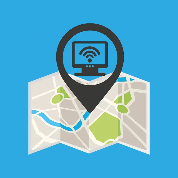 Monitor wireless concetto icona pin wifi — Vettoriale Stock