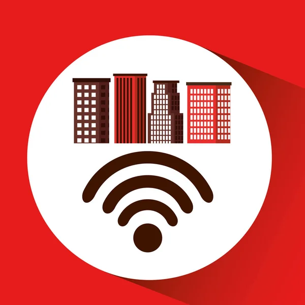 Ville centre ville connexion wifi design — Image vectorielle