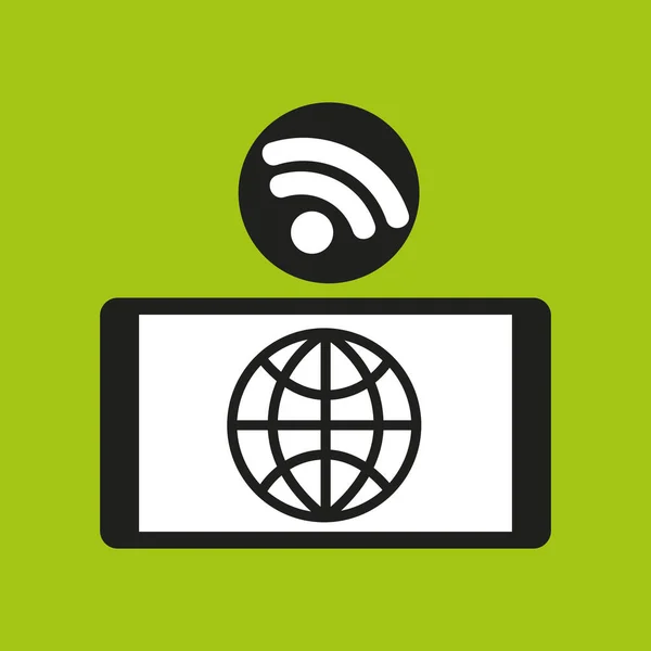 Smartphone globe internet wifi icon — Stock Vector