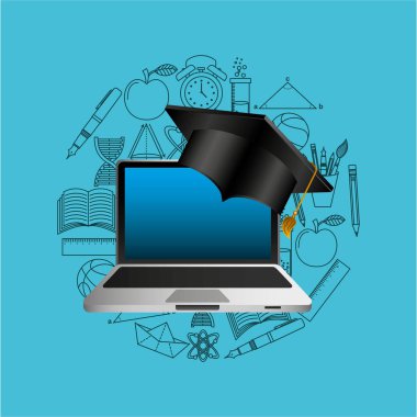Online Eğitim ABD mezuniyet simgesi tasarım