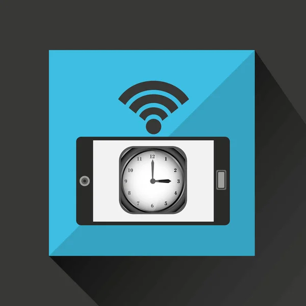 Smartphone horloge internet wifi icône — Image vectorielle
