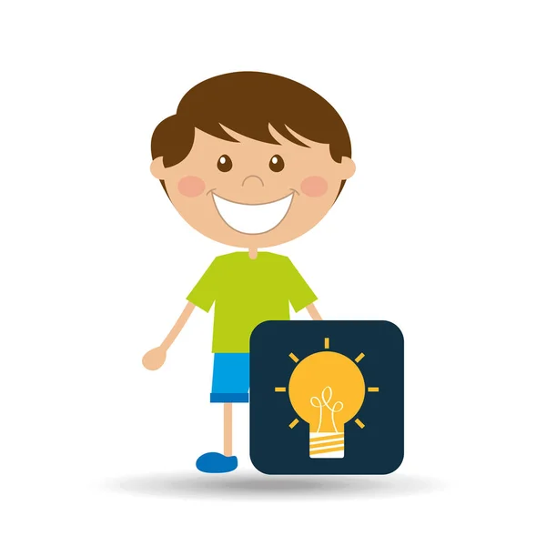 Niño dibujos animados idea de la escuela icono de diseño — Vector de stock