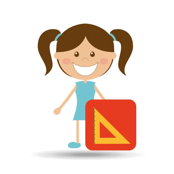 Chica feliz estudiante escuela escuadrón icono — Archivo Imágenes Vectoriales