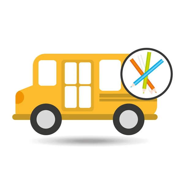Icône couleurs bus scolaire graphique — Image vectorielle