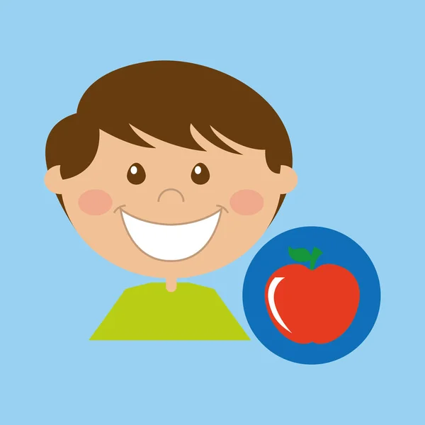 Junge cartoon schule apfel icon design — Stockvektor