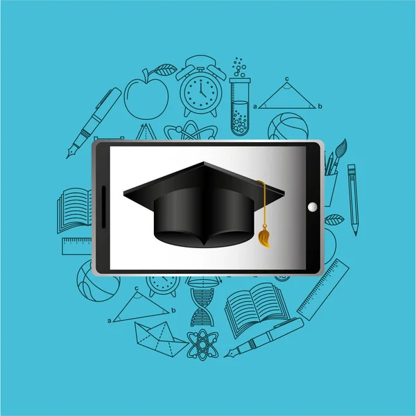 Educação on-line conceito ícone cap graduação —  Vetores de Stock