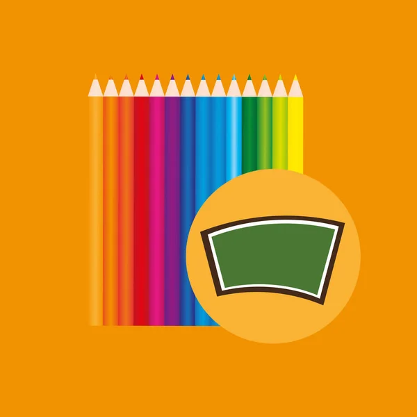 Schoolbord pictogrammenset school kleuren — Stockvector