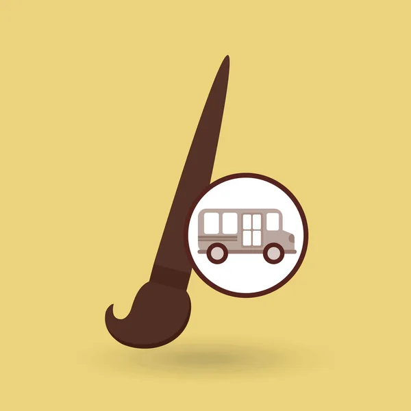 Schoolbus pictogram afbeelding verf penseel — Stockvector