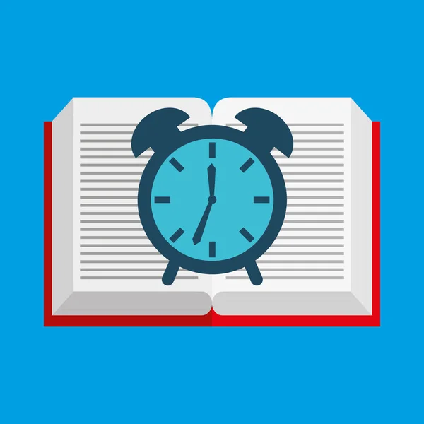 Lindo chico libro abierto reloj — Vector de stock