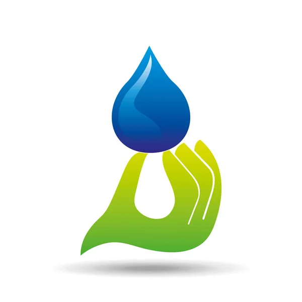 Protezione acqua tenuta in mano goccia icona — Vettoriale Stock