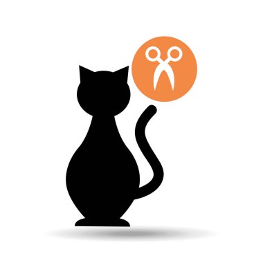 siluet kedi evde beslenen hayvan makas simgesi