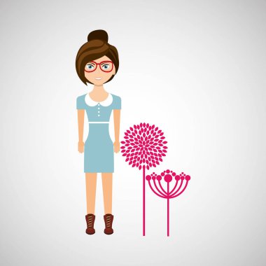 Kız karakter doğal çiçek simgesi