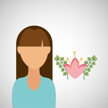 Kız karakter Pembe çiçek yaprakları dekore edilmiştir.