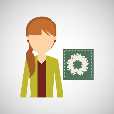 Kız dekoratif simgesi Şakayık çiçeği