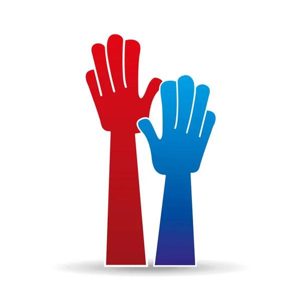 Hands raised. hands up sign icon — Stock Vector