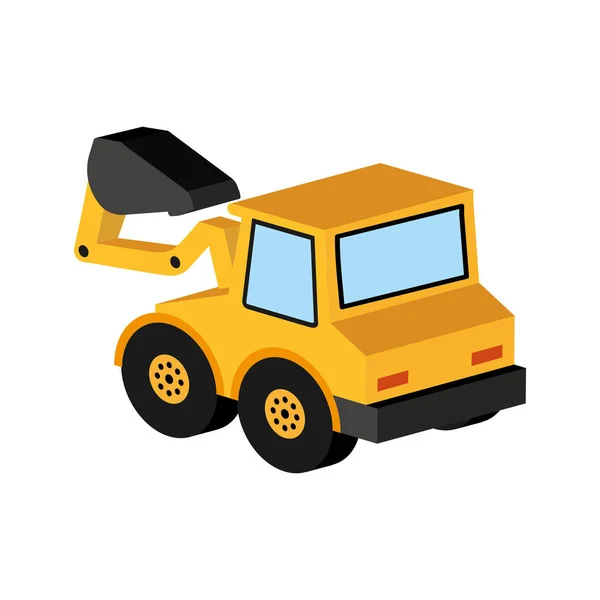 Żółty samochód ciężarowy koparki ikonę grafiki — Wektor stockowy