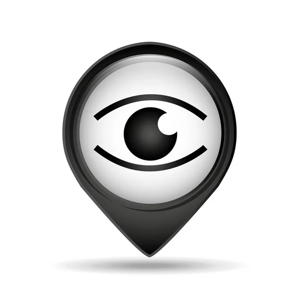 Segno icona occhio pin mappa — Vettoriale Stock