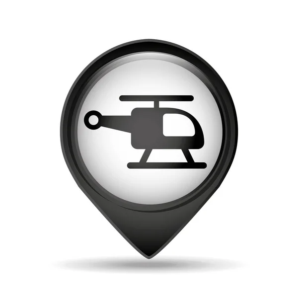 Símbolo pino de helicóptero mapa ícone — Vetor de Stock