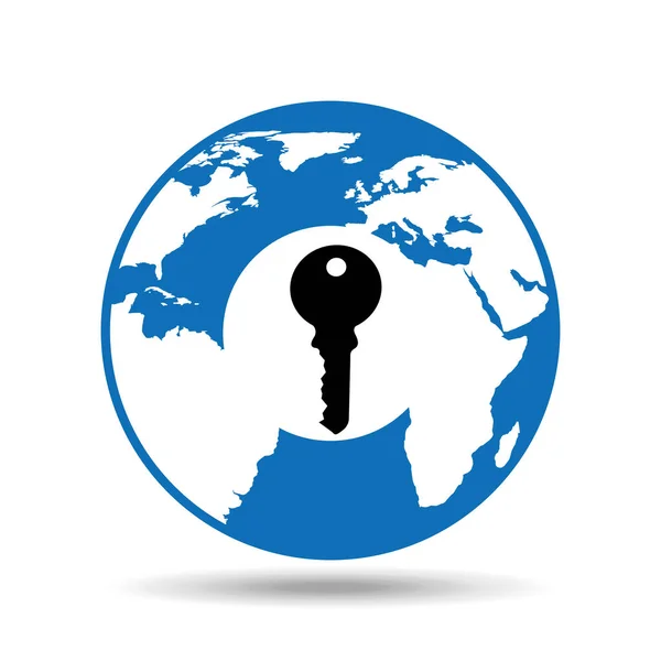 Значок символу глобуса дизайн ключа безпеки — стоковий вектор