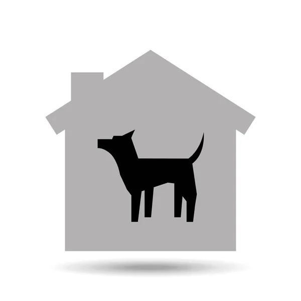 Pes domácí zvířata dům ikona — Stockový vektor