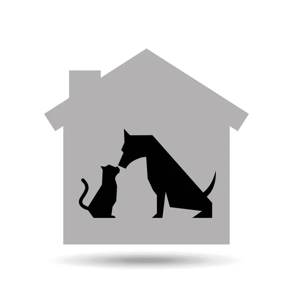 Hund und Katze ptes house icon — Stockvektor