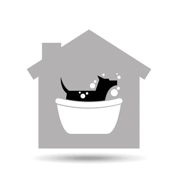 Icona della casa doccia cane — Vettoriale Stock